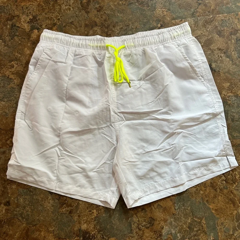 Swim Trunks Mens Size Large White Swimsuit Swimwear Shorts